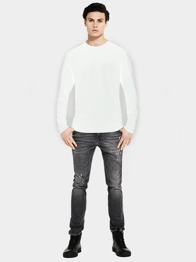 Yoga Studio Men's Long Sleeve Organic Cotton T-Shirt - White - X-Small