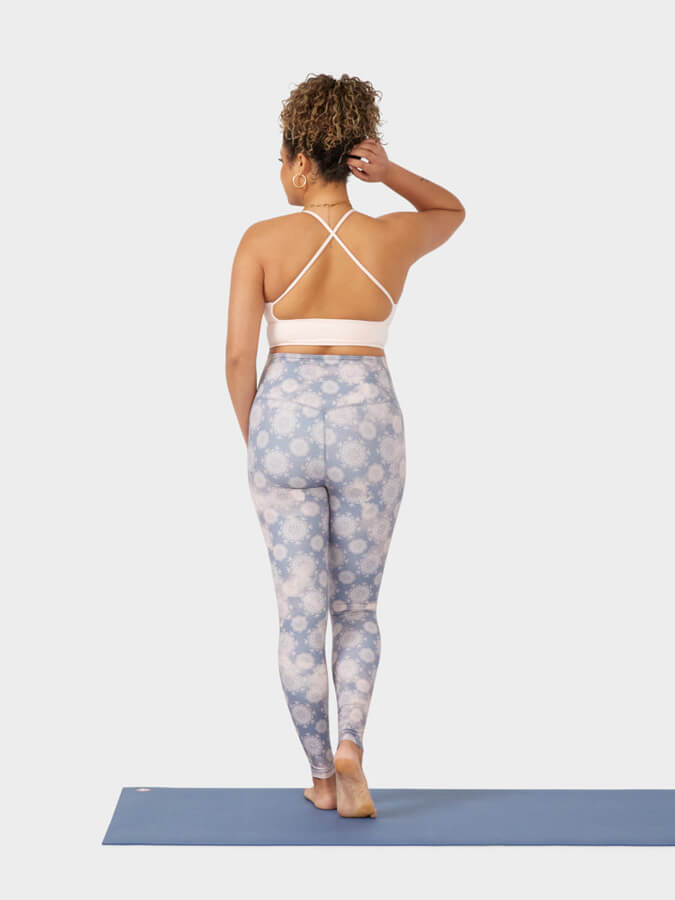 Manduka Essence Women's High Rise Leggings- Lily Pond Print Shadow