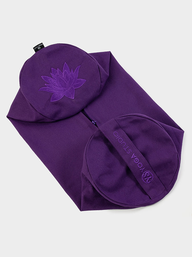 Yoga Studio Replacement Round Lotus Bolster Outer Cushion Cover Purple