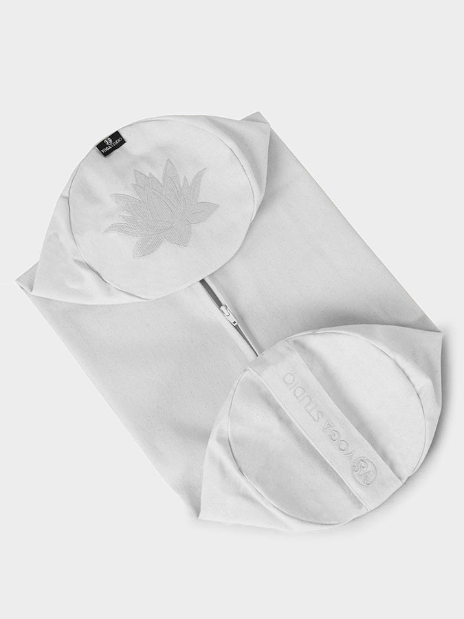 Yoga Studio Replacement Round Lotus Bolster Outer Cushion Cover Natural White