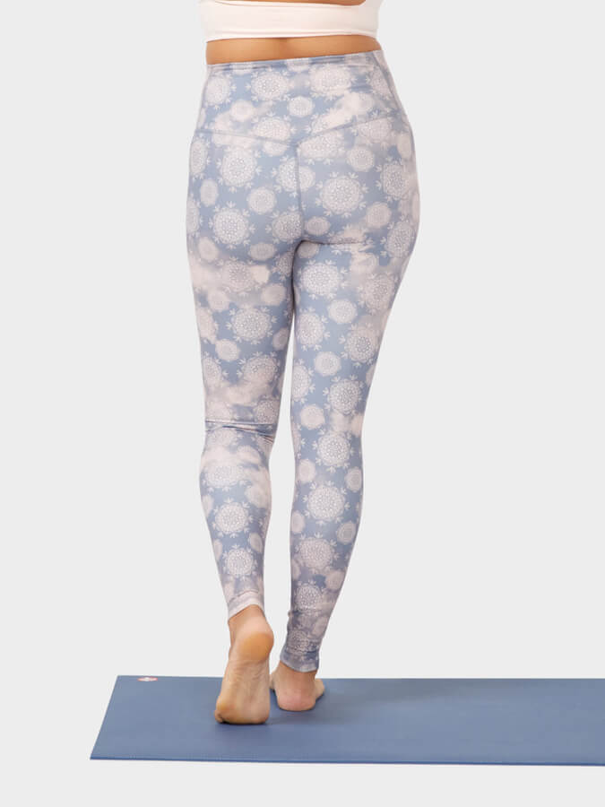 Manduka Essence Women's High Rise Leggings- Lily Pond Print Shadow