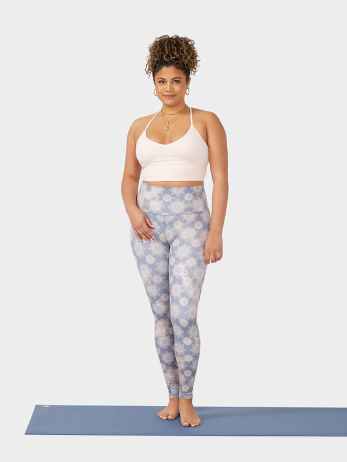Manduka Essence Women's High Rise Leggings- Lily Pond Print Shadow