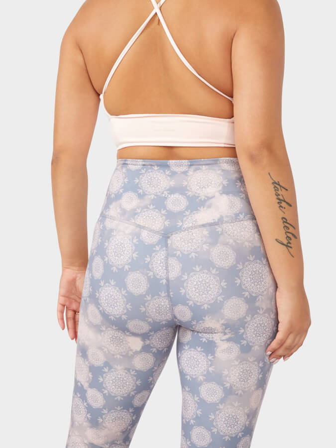 Manduka Essence Women's High Rise Leggings- Lily Pond Print Shadow
