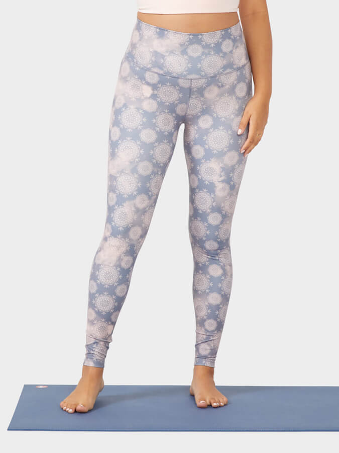 Manduka Essence Women's High Rise Leggings- Lily Pond Print Shadow