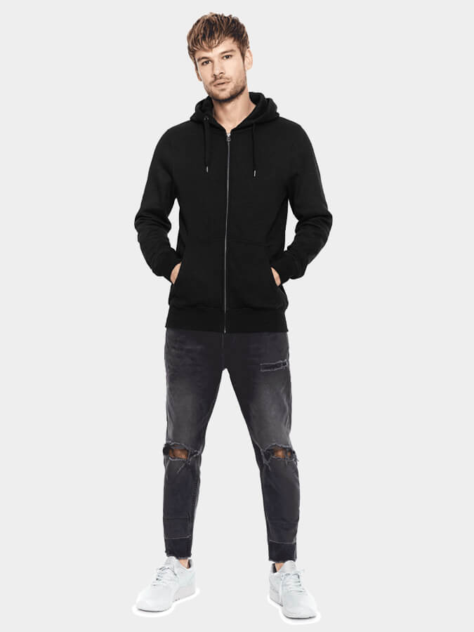 Yoga Studio Men's Organic Cotton Zip Up Hoodie - Black - X-Large