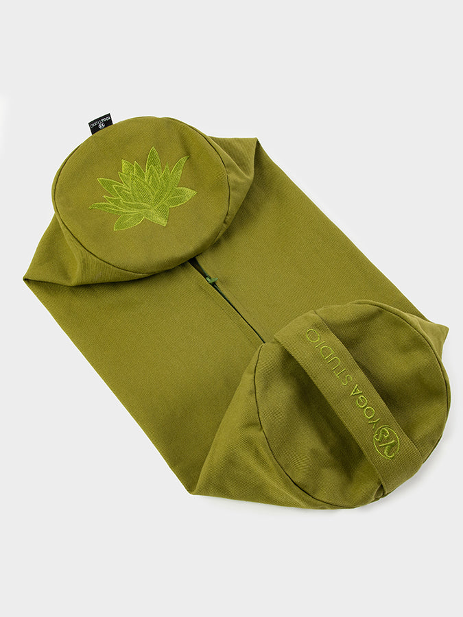 Yoga Studio Replacement Round Lotus Bolster Outer Cushion Cover Olive Green