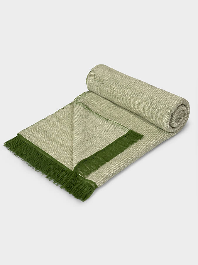 Yoga Studio Two Toned Cotton Yoga Blanket - Two Toned - Green