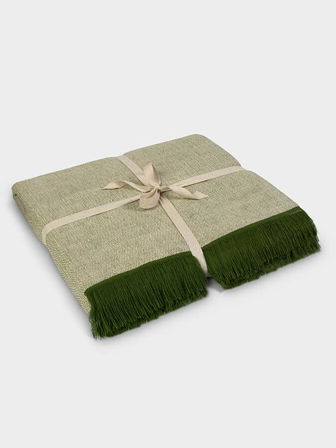 Yoga Studio Two Toned Cotton Yoga Blanket - Two Toned - Green