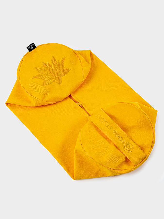 Yoga Studio Replacement Round Lotus Bolster Outer Cushion Cover Yellow