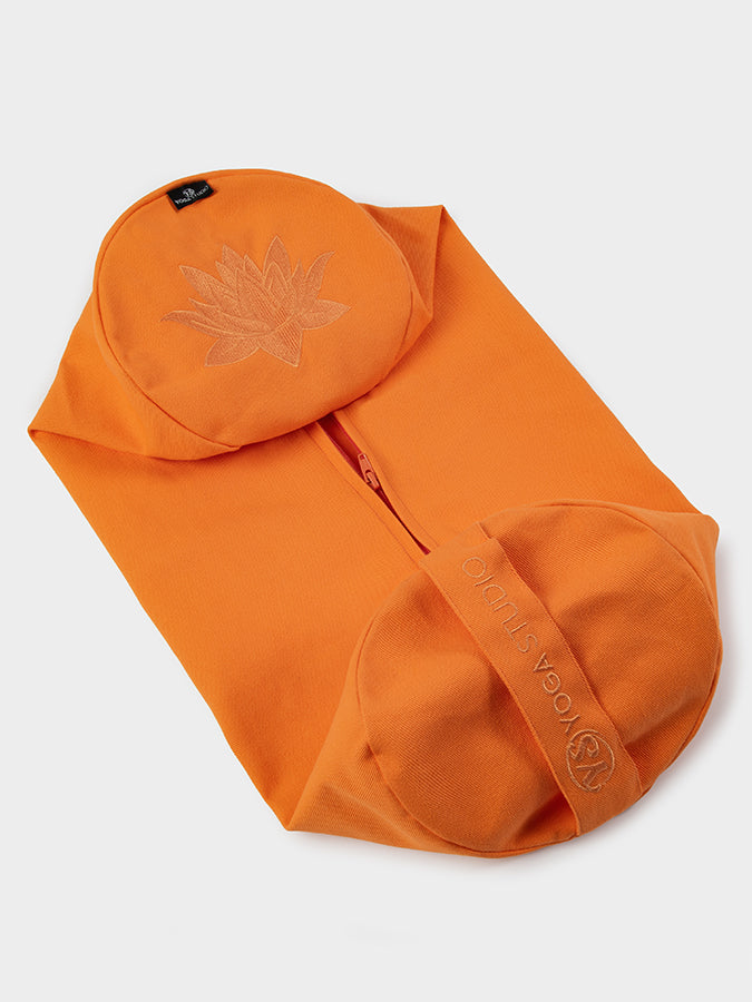 Yoga Studio Replacement Round Lotus Bolster Outer Cushion Cover Saffron Orange