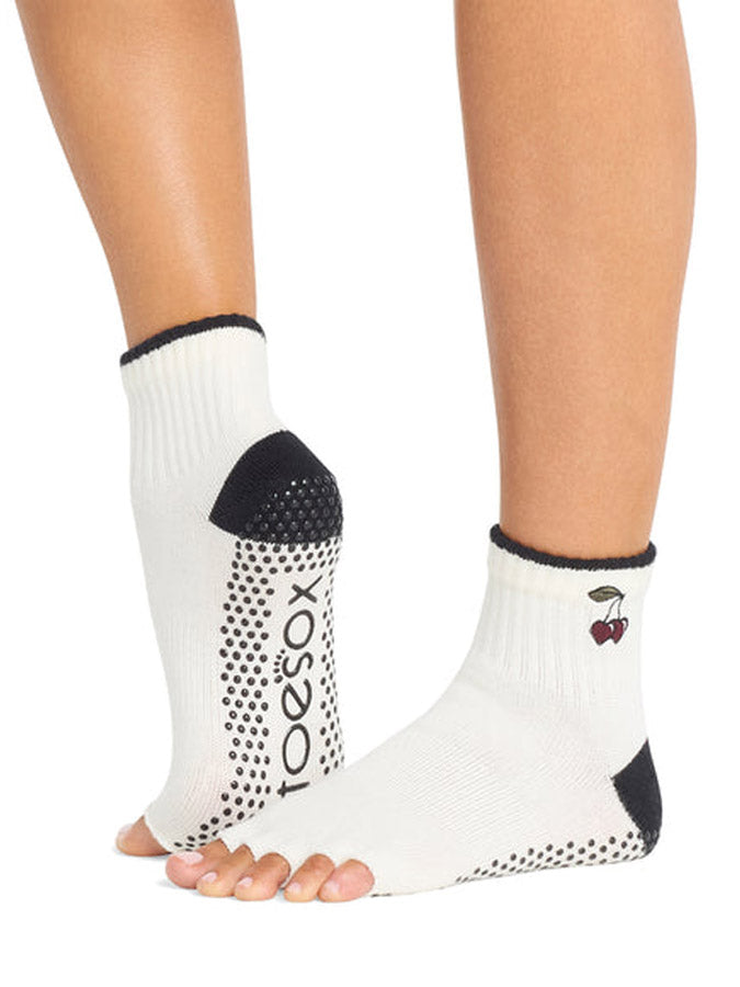 Chaussettes ToeSox Demi-orteil Femme Taille M (8,5-10,5) - Gris - Lot De 1 Paire - Grip Yoga Pilates