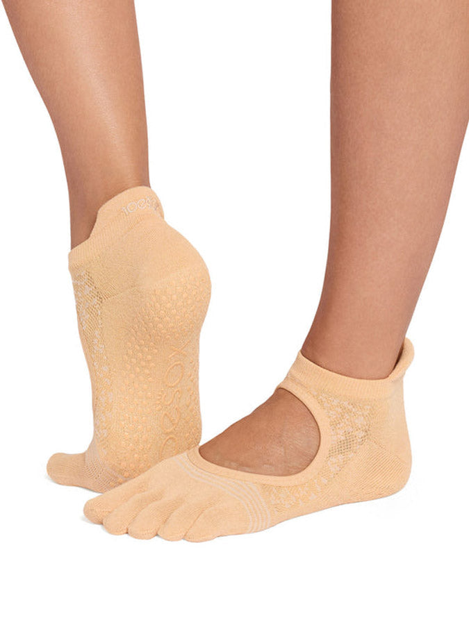 toesox Woen’s Bellarina Full Toe Grip Socks – Non-Slip Socks for